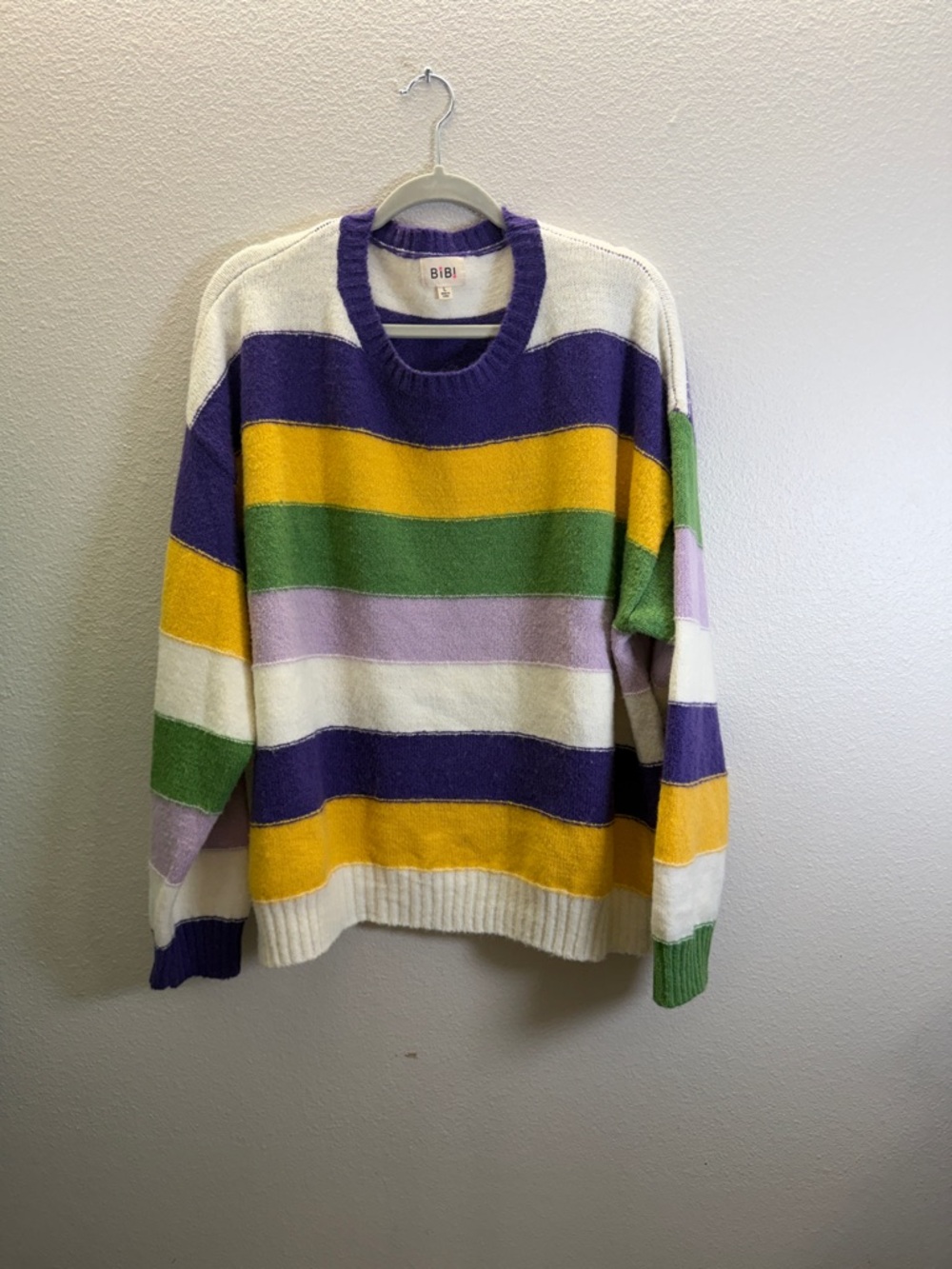 BiBi Purple and White Crewneck Sweater